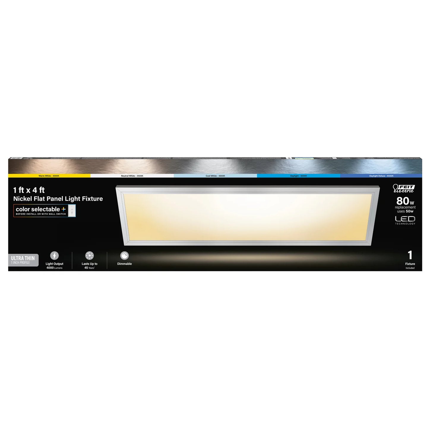 Feit FP1X4/6WY/NK 1 ft. x 4 ft. Surface Mount 5CCT Nickel Dimmable Panel