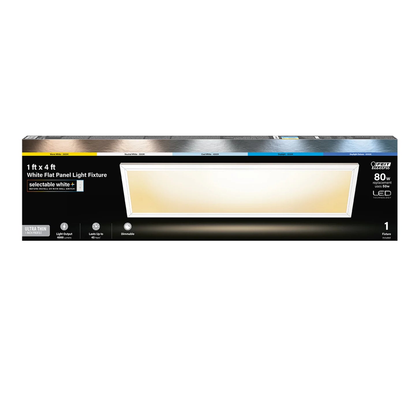 Feit FP1X4/6WY/WH 1 ft. x 4 ft. Surface Mount 5CCT White Dimmable Panel