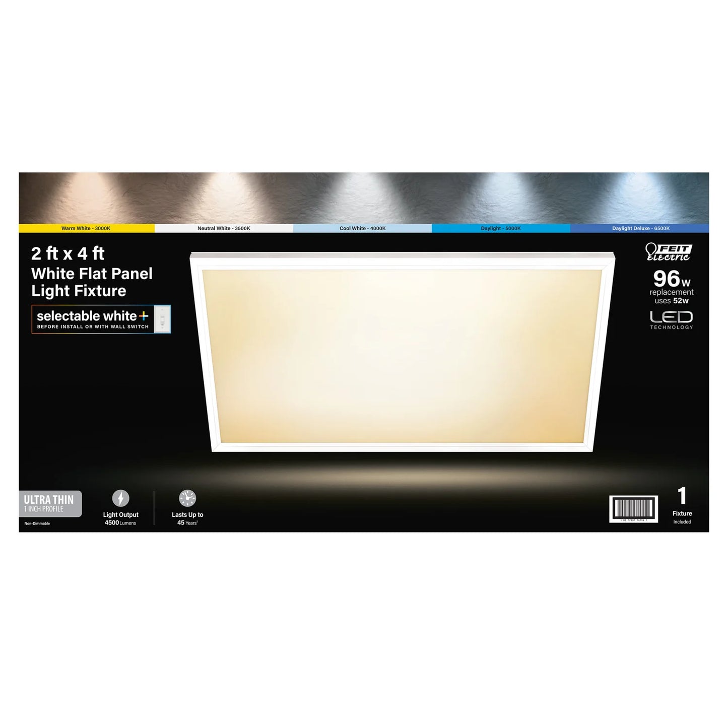 Feit FP2X4/6WY/WH 2 ft. x 4 ft. Surface Mount 5CCT White Dimmable Panel
