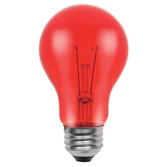 Westinghouse 0344600, 25 Watt, 120 Volt Trans Red Incandescent A19 Light Bulb - 2500 Hours