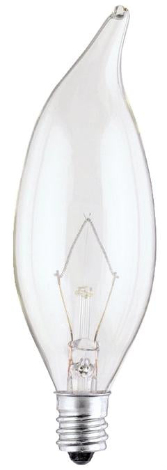 WESTINGHOUSE 0510700 40W CA9 1/2 Flame Tip Incandescent Clear E12 (Candelabra) Base 130 Volt