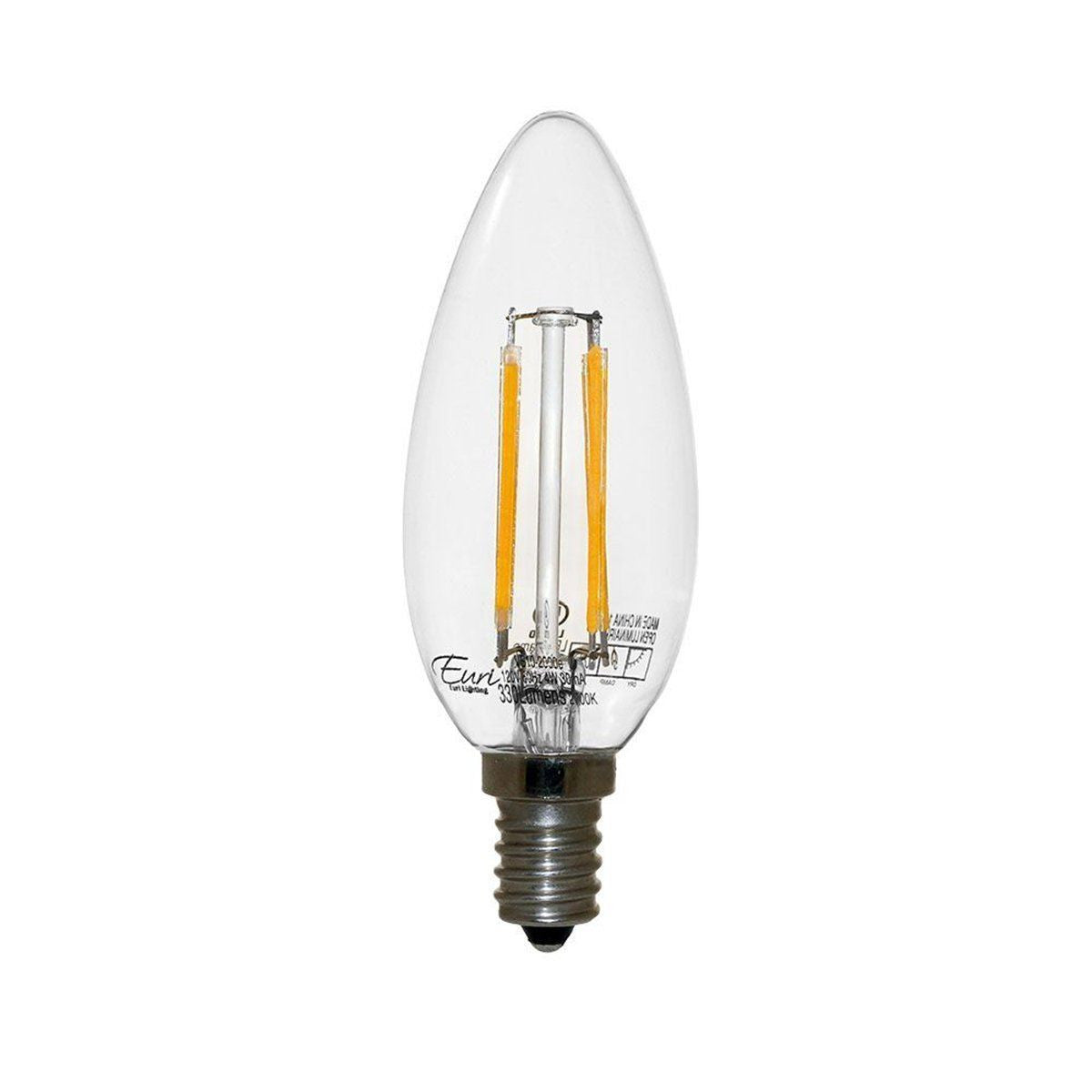 Filament Style Candelabra LED Bulb 40 Watt Equivalent Dimmable by Euri