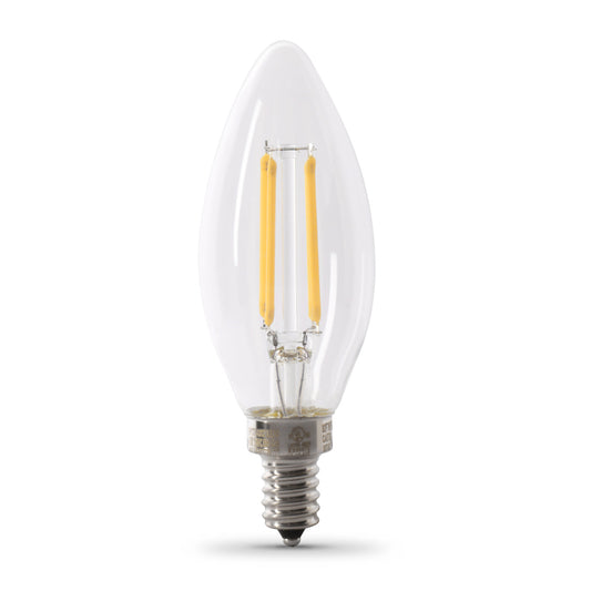 Feit CTC60/927CA/FIL/6 60W Equivalent 5.5W 500 Lumens 2700K Filament Blunt Tip Candelabra Base Dimmable LED Light Bulb 6 Pack
