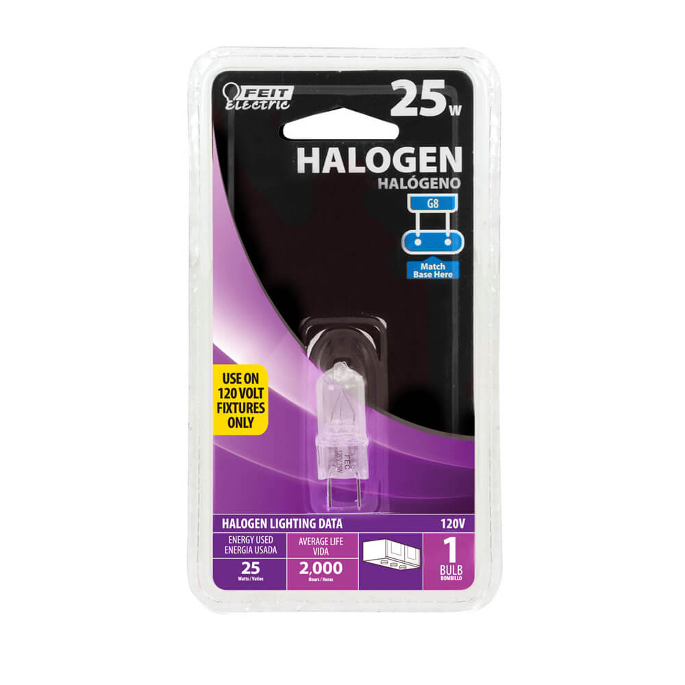 Feit Electric BPQ25/G8 25-Watt Bi-Pin T-4 Clear Halogen, Single Bulb