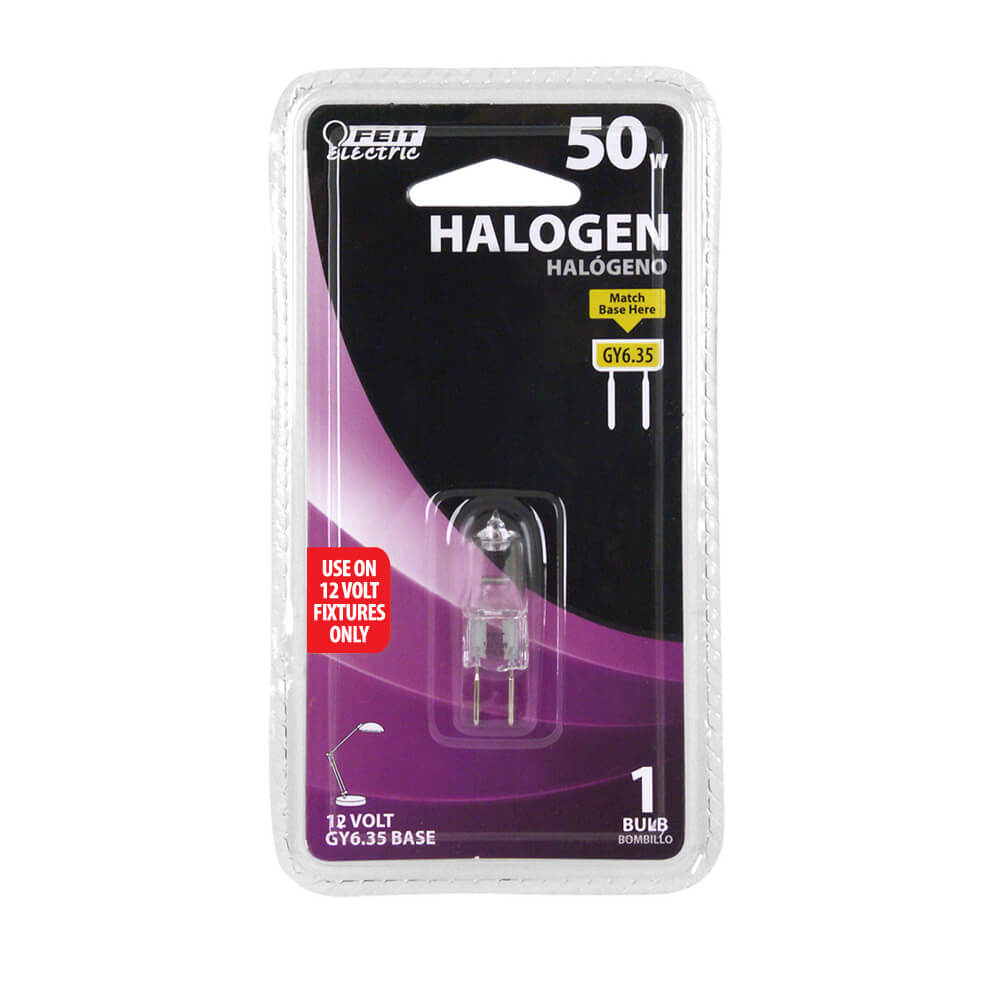 Feit Electric BPQ50T4 50-Watt T4 JC Halogen Bulb with Bi-Pin Base, Clear