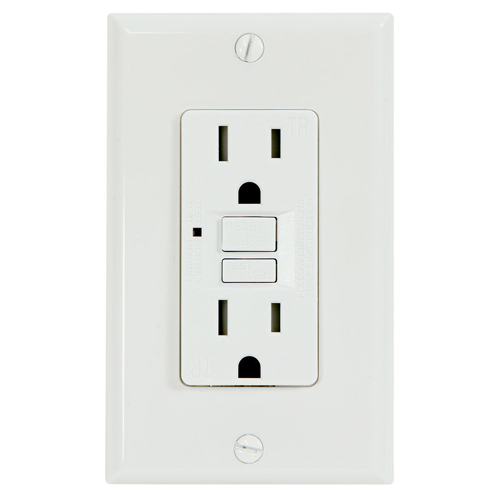 USI G1315TRWH 15 Amp Standard GFCI, Tamper Resistant Duplex Wall Outlet Receptacle