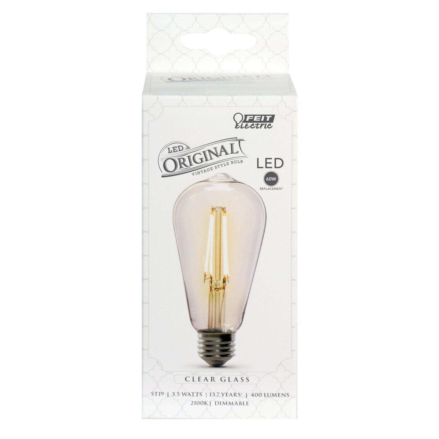 Feit Electric ST19/CL/VG/LED Clear 400 Lumen 21K ST19 Vintage LED Light Bulb