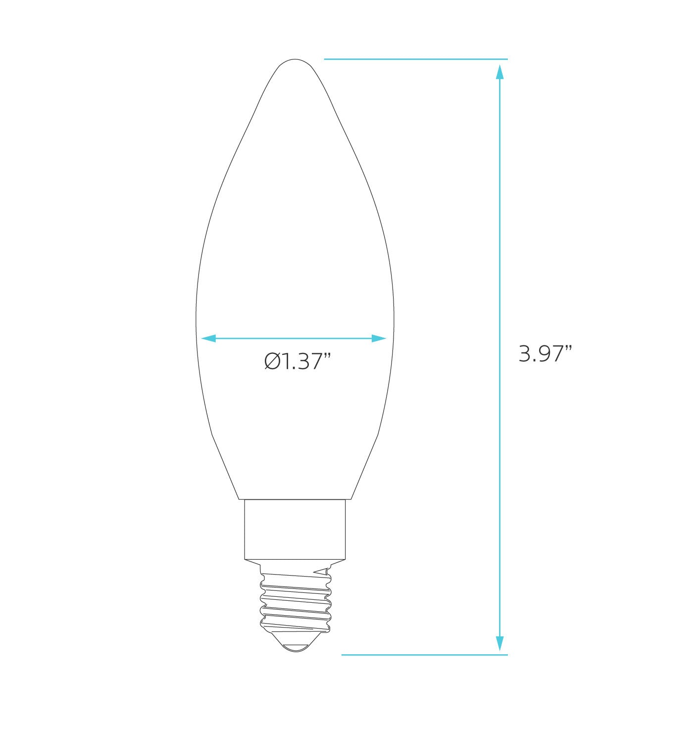 Luxrite LR21638 100 Watt Equivalent 7W 800 Lumens 5000K Filament Blunt Tip Candelabra Base Dimmable LED Light Bulb