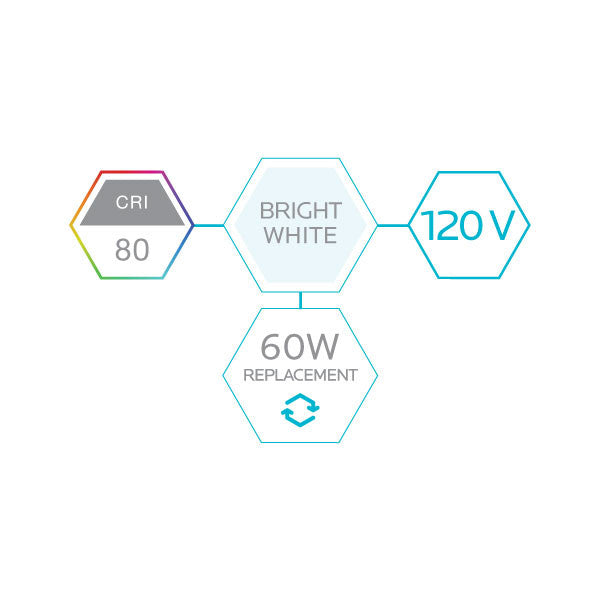 Luxrite LR21423 An 6W Equivalent A19 LED Bulb, 800 Lumens, 5000K bight White, Dimmable, Standard LED Light Bulb.