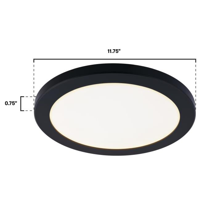 Westinghouse 6133400 12 inch, 22 Watt Dimmable LED Indoor Flush Mount Ceiling Fixture Color Selectable Black