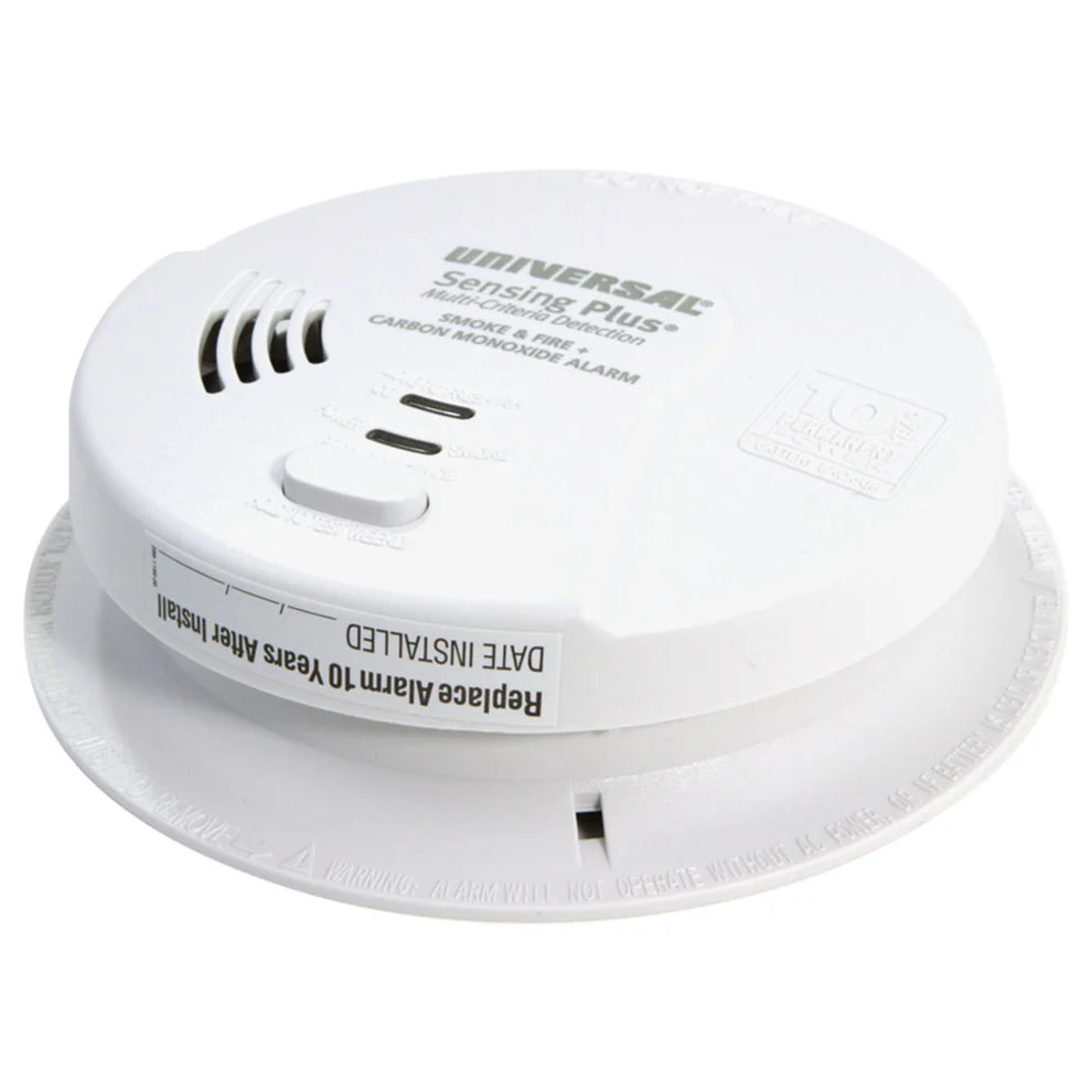 USI Sensing Plus® Multi-Criteria Hardwired Combo Smoke, Fire & Carbon Monoxide Alarm with 10-Year Battery Backup