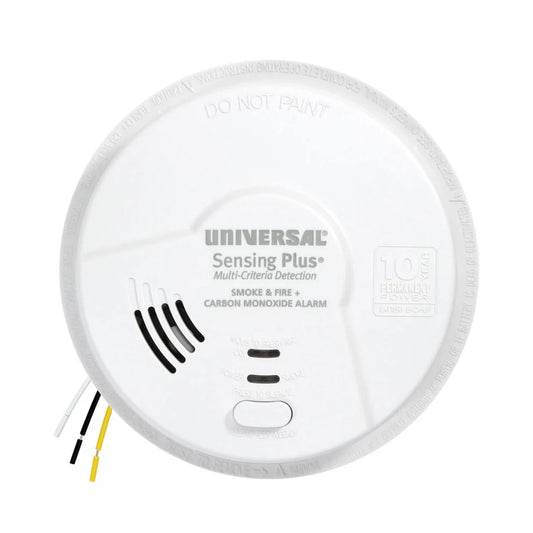 USI Sensing Plus® Multi-Criteria Hardwired Combo Smoke, Fire & Carbon Monoxide Alarm with 10-Year Battery Backup