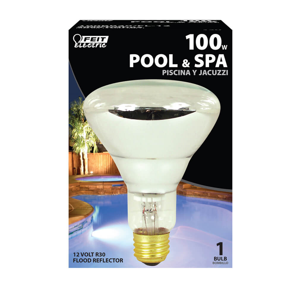 Feit 100BR30/FL-12  A 100 watt medium base R40 floodlight engineered specially for pool and spa applications.