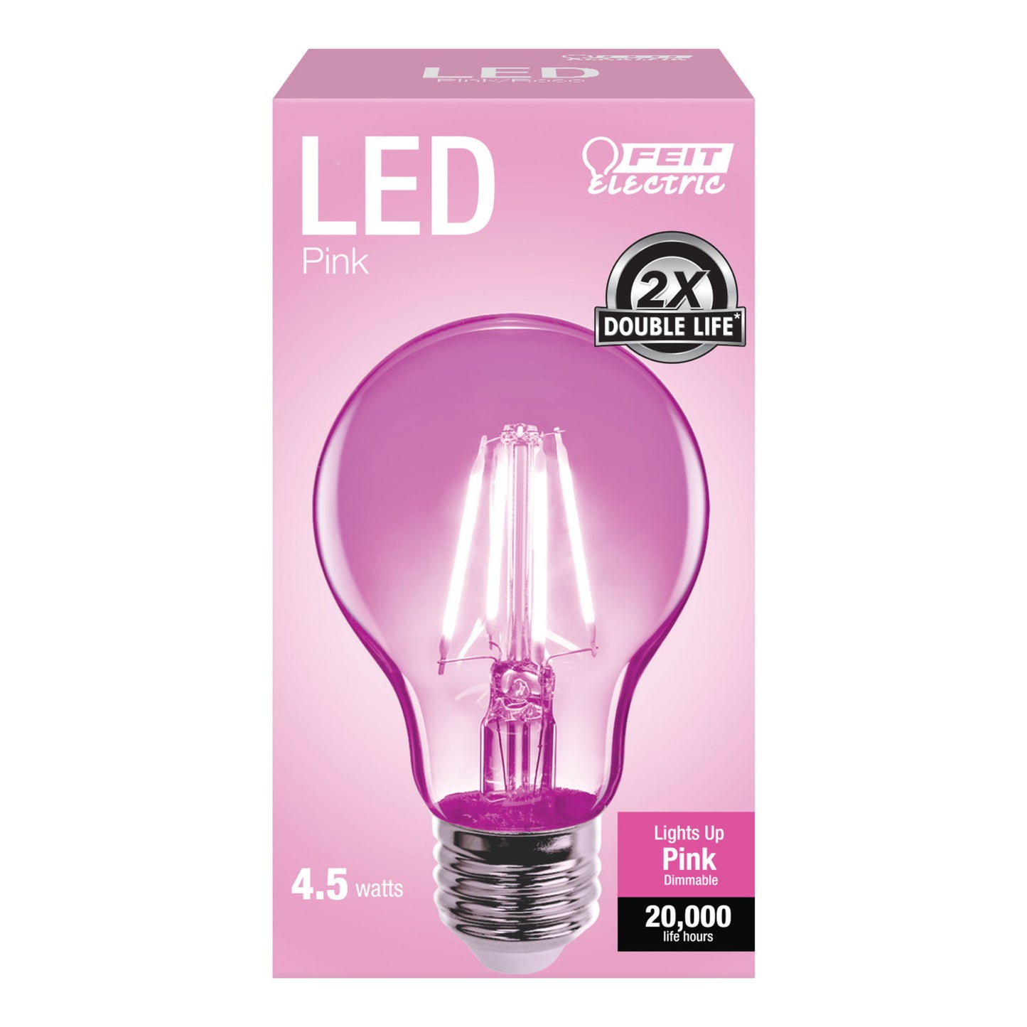 FEIT Electric A19/TPK/LED 4.5W PNK Filament E26, A19, Light Bulb
