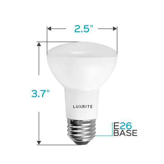 Luxrite LR31840 BR20 LED Flood Light Bulb, 6.5W (50W Equivalent), 2700K, 460 Lumens, Dimmable, Damp Rated, UL Listed, E26 Base