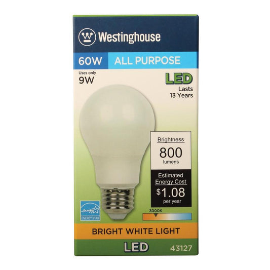 Westinghouse Lighting 4312700 60-Watt Equivalent Omni A19 Bright White Energy Star LED Light Bulb with Medium Base