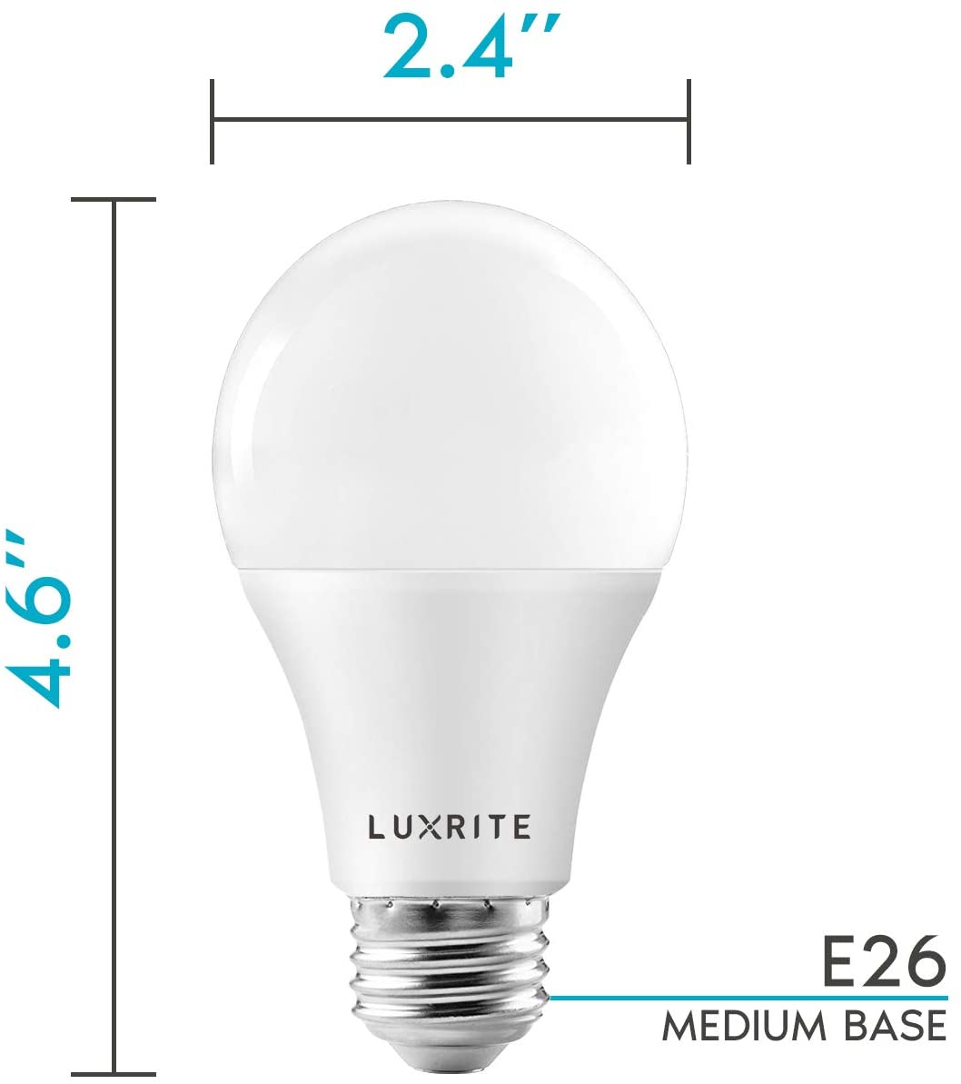 Luxrite LR21444 Indoor and Outdoor A19 LED Light Bulb 100 Watt Equivalent Dimmable,1600 Lumens, Enclosed Fixture Rated, 15W, Energy Star, E26 Base