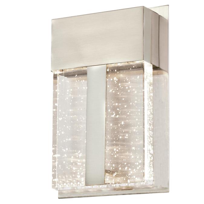 Westinghouse 6349000 captivating display of light from the brushed nickel Cava II outdoor LED wall fixture design with square bubble glass