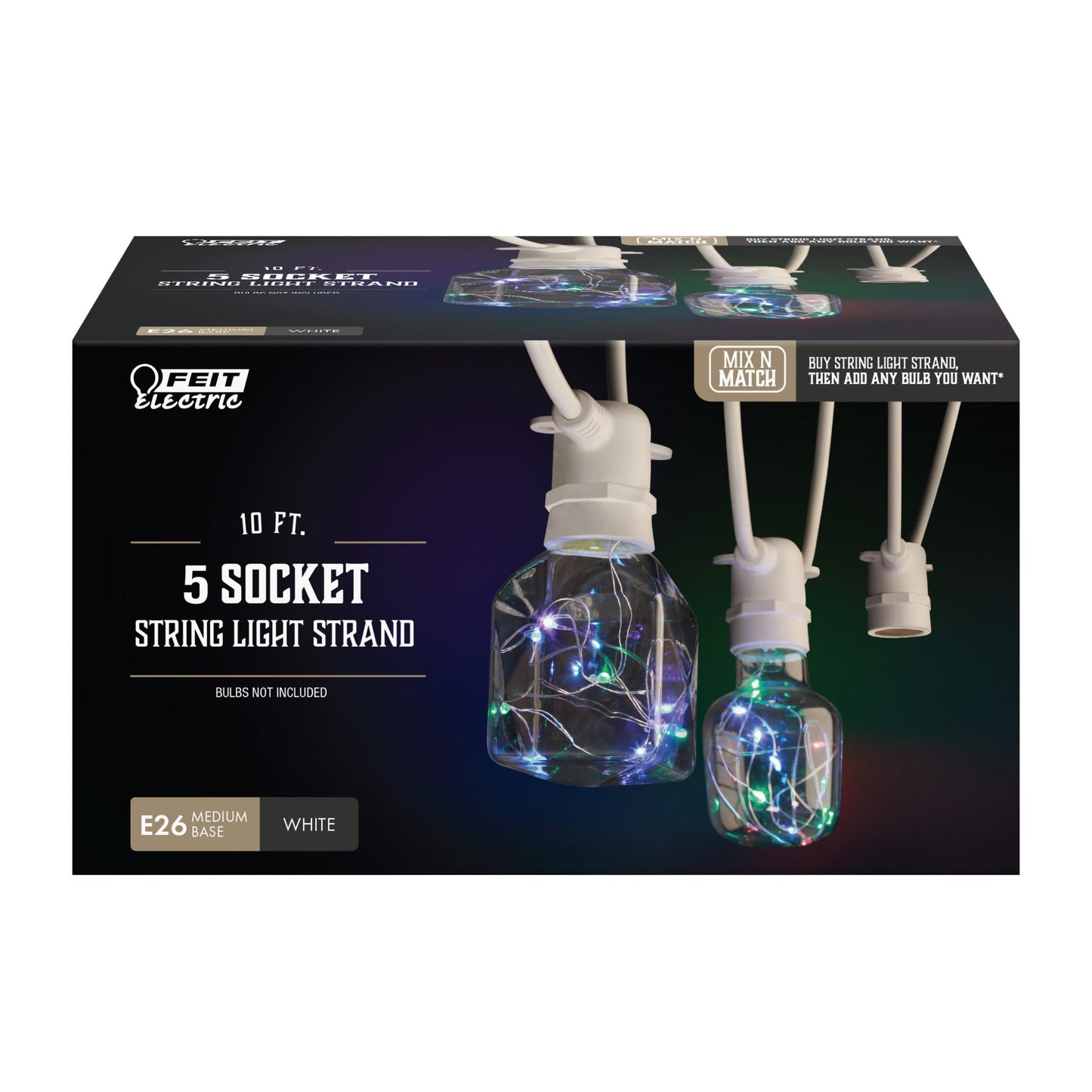 Feit Electric 72102,10 Foot 5 Socket Mix N Match String Light Strand
