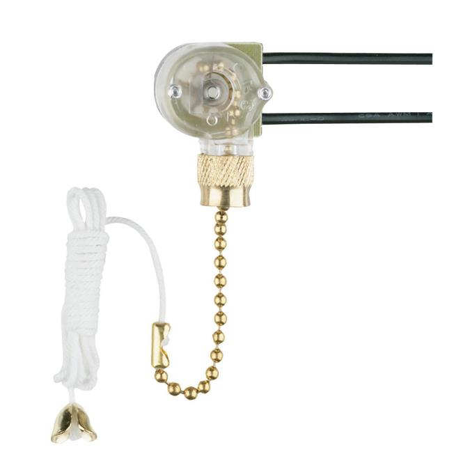 Westinghouse 7702300 Fan Light Switch with Polished Brass Pull Chain.