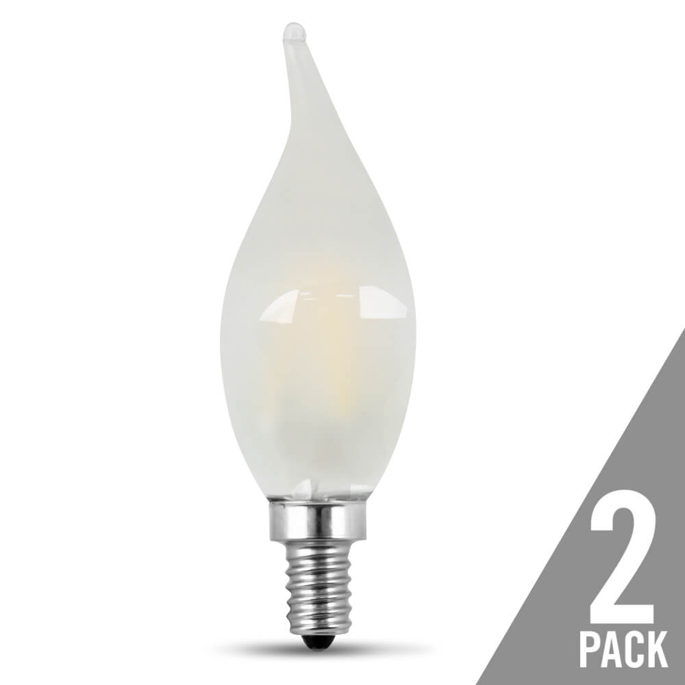 Feit Electric BPCFF60/827/LED/2 2-Pack 60W Flame Tip LED Light Bulbs. This 2700K soft white light