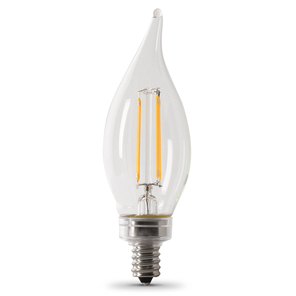 Feit Electric CFC60/927CA/FIL/6 60 W Equivalent Dimmable Candelabra Flame Tip Clear (6-Pack) LED Light Bulb