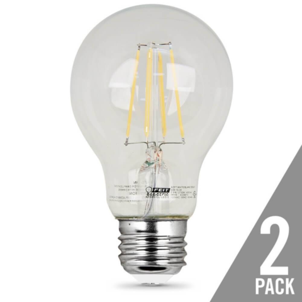 Feit Electric A1940/CL/LED/2 A19 soft white LED clear glass 40W equivalent filament light bulbs 2 pack