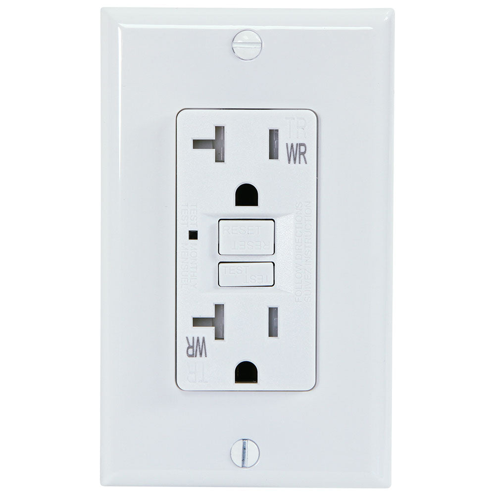 USI Electric G1420TWRWH 20 Amp GFCI Weather Resistant Outdoor Receptacle Duplex Outlet Protection, White