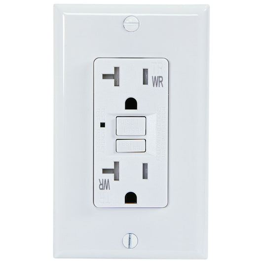 USI Electric G1420TWRWH 20 Amp GFCI Weather Resistant Outdoor Receptacle Duplex Outlet Protection, White
