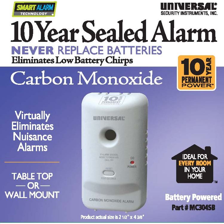 Universal Security Instruments MC304SB Carbon Monoxide Smart Alarm with 10 Year Sealed Battery