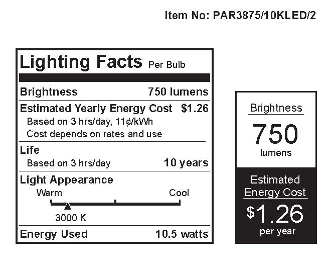 FEIT ELECTRIC PAR3875/10KLED/2 Feit 75W Equivalent PAR38 Warm White Non-Dimmable Reflector LED Light Bulb 2-Pack Soft 75 Watt