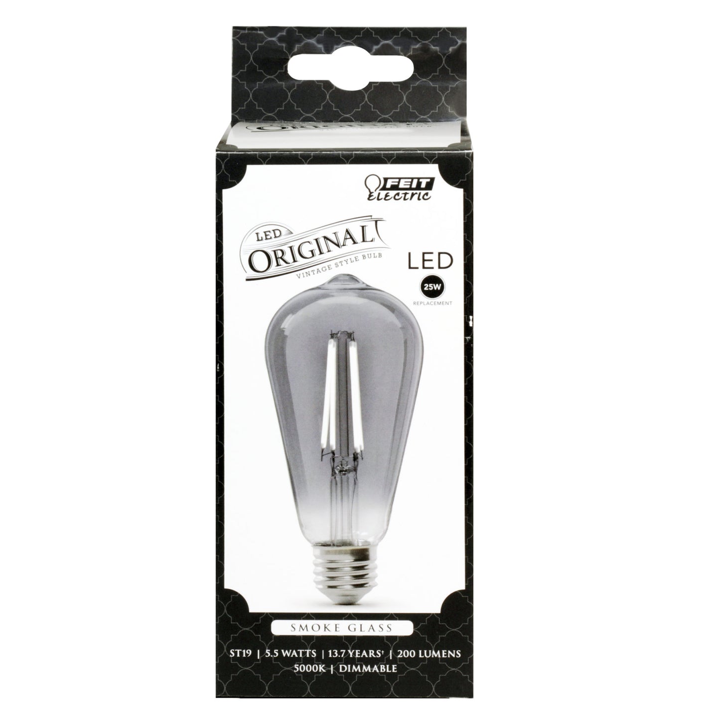 Feit Electric ST19/SMK/VG/LED "Original" Vintage Exposed Filament Smoke Glass ST19 LED Light Bulb