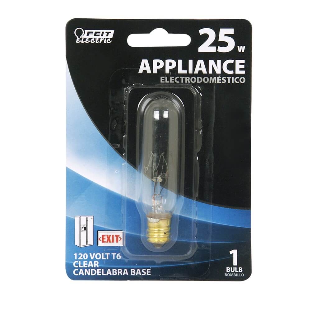 Feit Electric  BP25T6   25Watt Clear (2700K) E12 (Candelabra) Base Incandescent Specialty Light Bulb