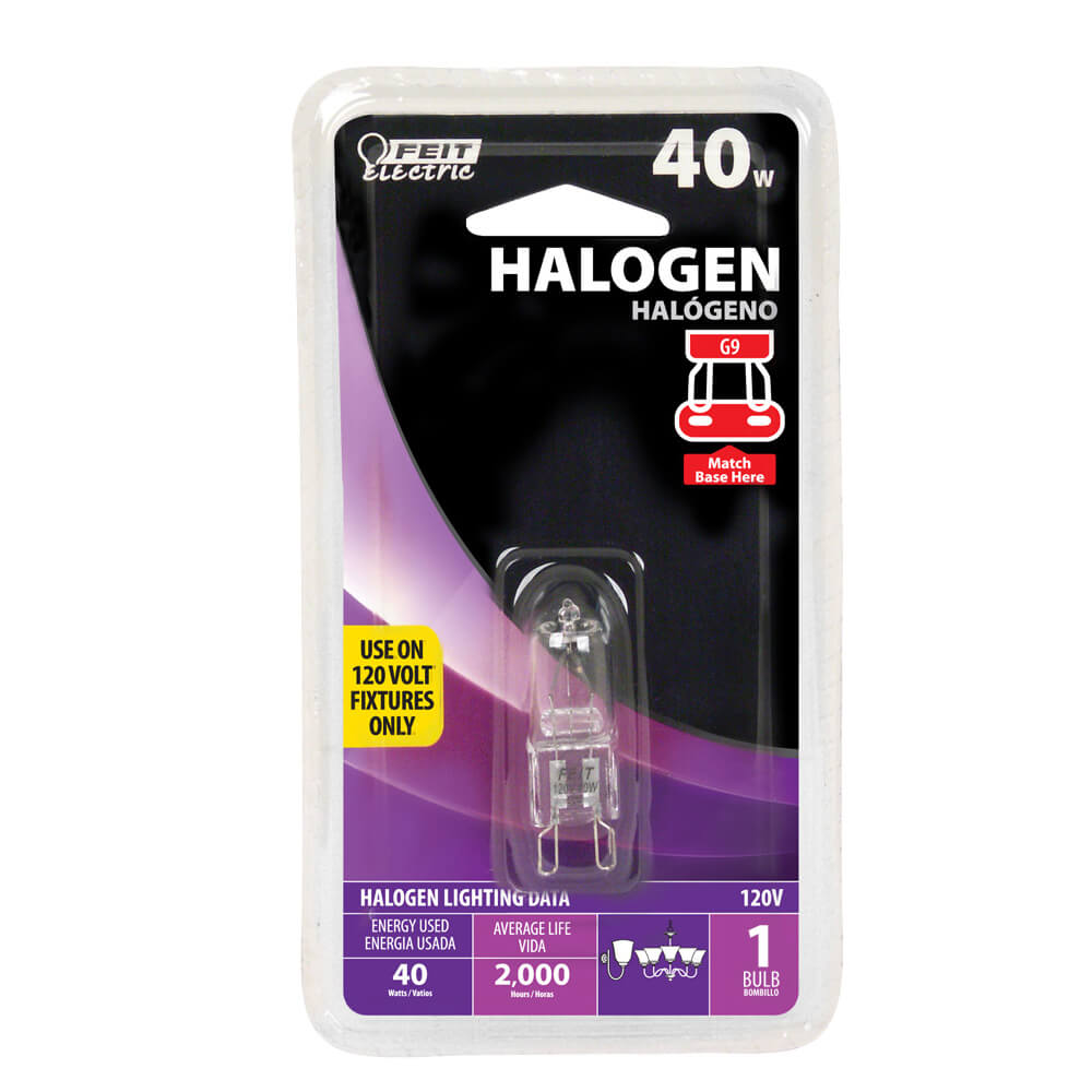 Feit Electric BPQ40/G9/RP   A  40-Watt T4 Bright White Halogen Light bulb 2 pack .