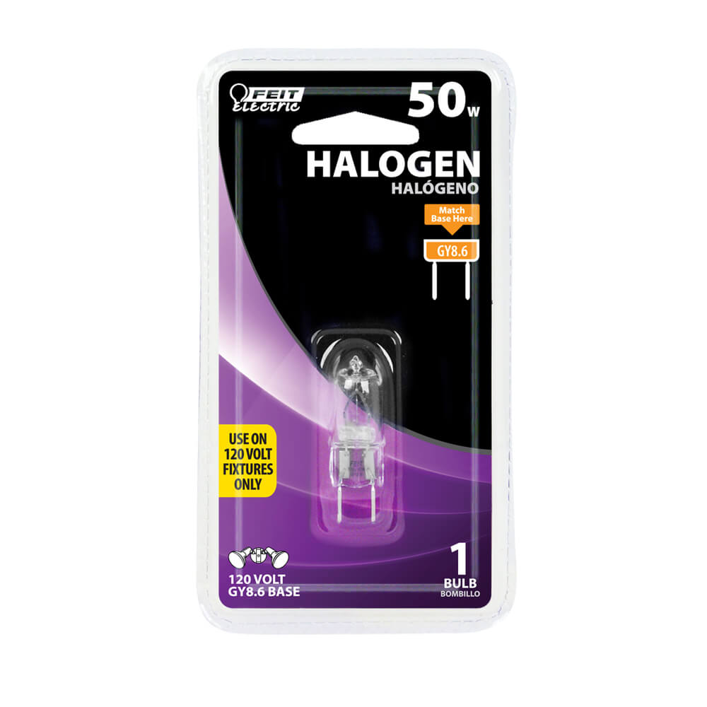 Feit Electric BPQ50/8.6/RP  50 watt,120 volt Halogen Bipin bulb