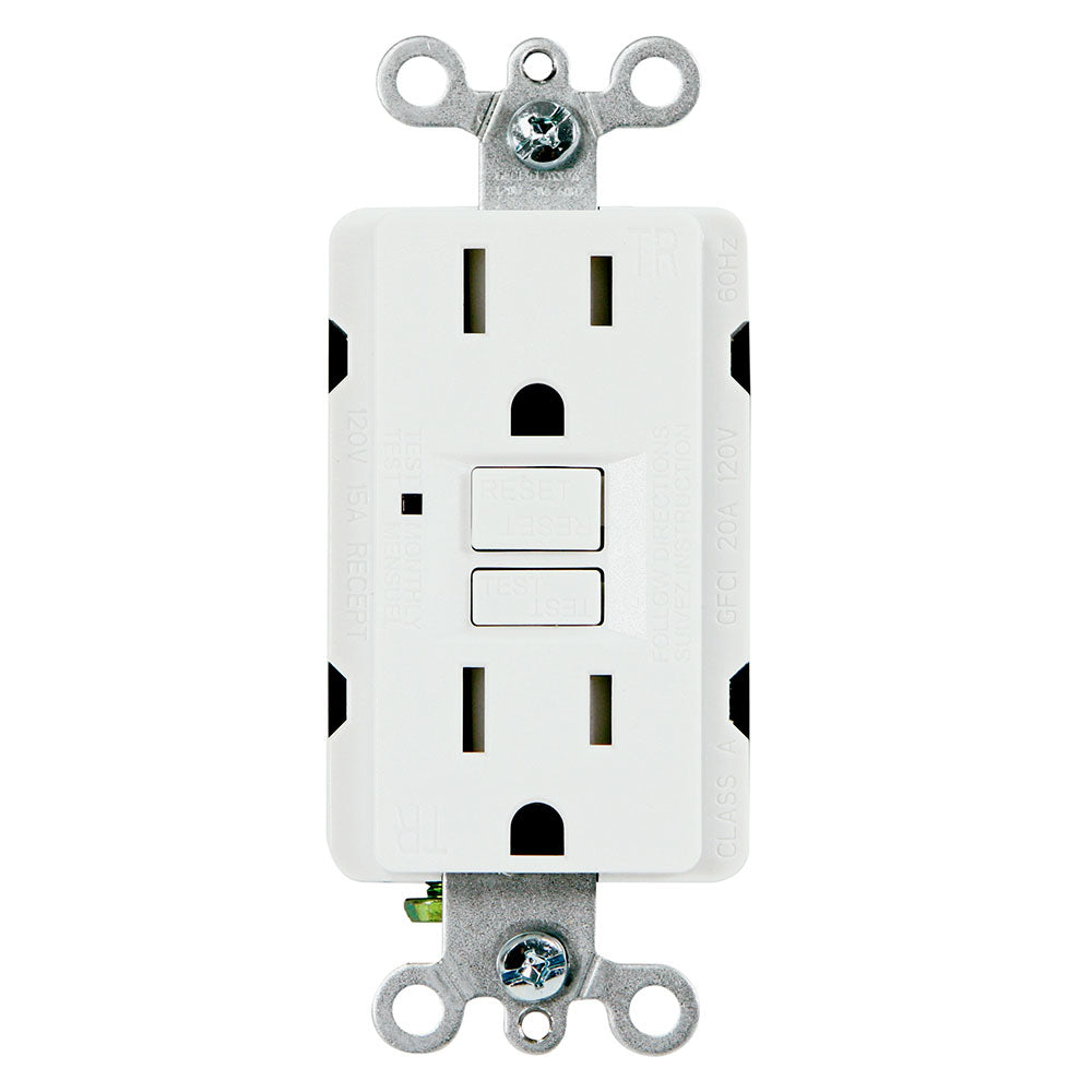 USI G1315TRWH 15 Amp Standard GFCI, Tamper Resistant Duplex Wall Outlet Receptacle