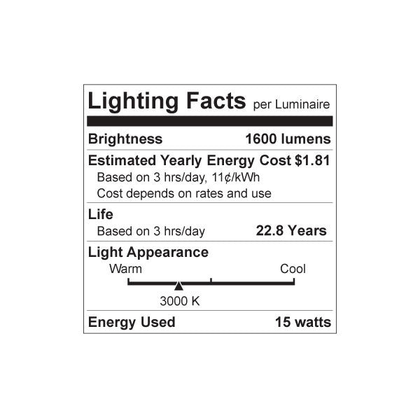 Luxrite LR21441 A19 Standard LED Light Bulb15W ,100W Equivalent, 3000K, 1600 Lumens,